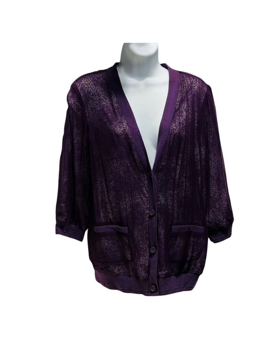 Pins & Needles Purple Sheer Silk Open-Front Cardigan M/M